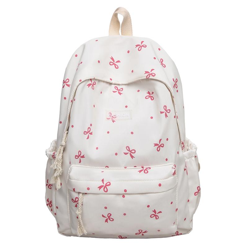 Schultasche für Studenten mit Schleifendruck, Rucksack mit großem Fassungsvermögen, Damen-Computerrucksack