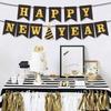 New Year'S Day Theme Party Decoration Banner Black Gold Star Hat Bronzing Flag