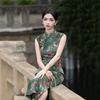 Green sleeveless national style new Chinese daily Suzhou long cheongsam improved young 1011 new women's high sense