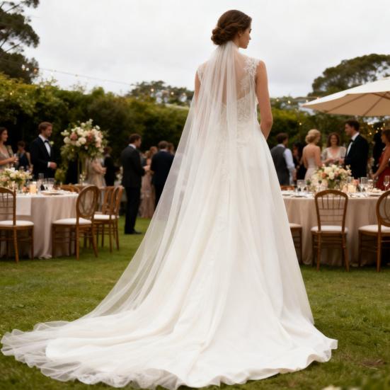 Bridal Veil Mesh Design Extra Long Wedding Veil Stunning Hairstyle Veil Scalp-friendly Soft Drooping Bridal Veil