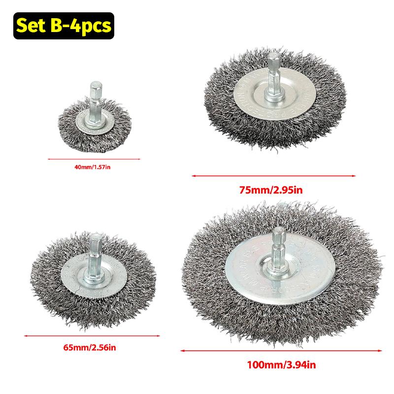 Hex Handle Electric Steel Wire Brush Stainless Steel Wire Brushes Silver Gold Rust Removal Polishing Wheel Brush Cleaning Tools