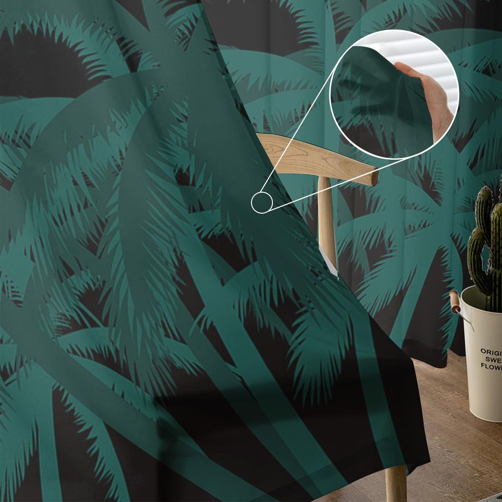 Coconut Tree Sunset Seagull Sheer Curtains For Living Room Bedroom Kids Room Tulle Window Treatment Drapes