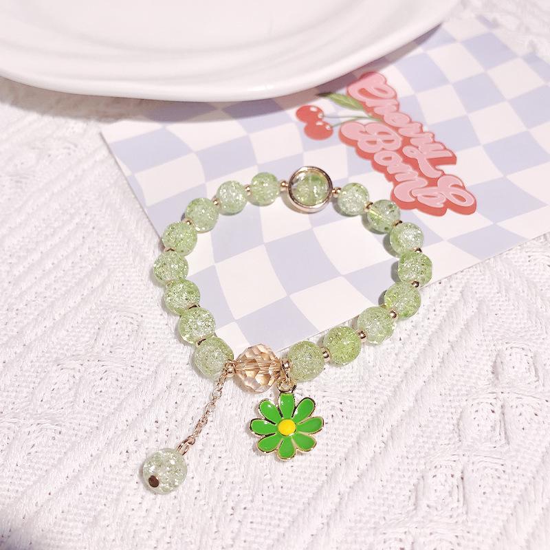 Little Daisy Popcorn Bracelet with Pink Crystal Sunflower – Versatile Women's High-End Feel