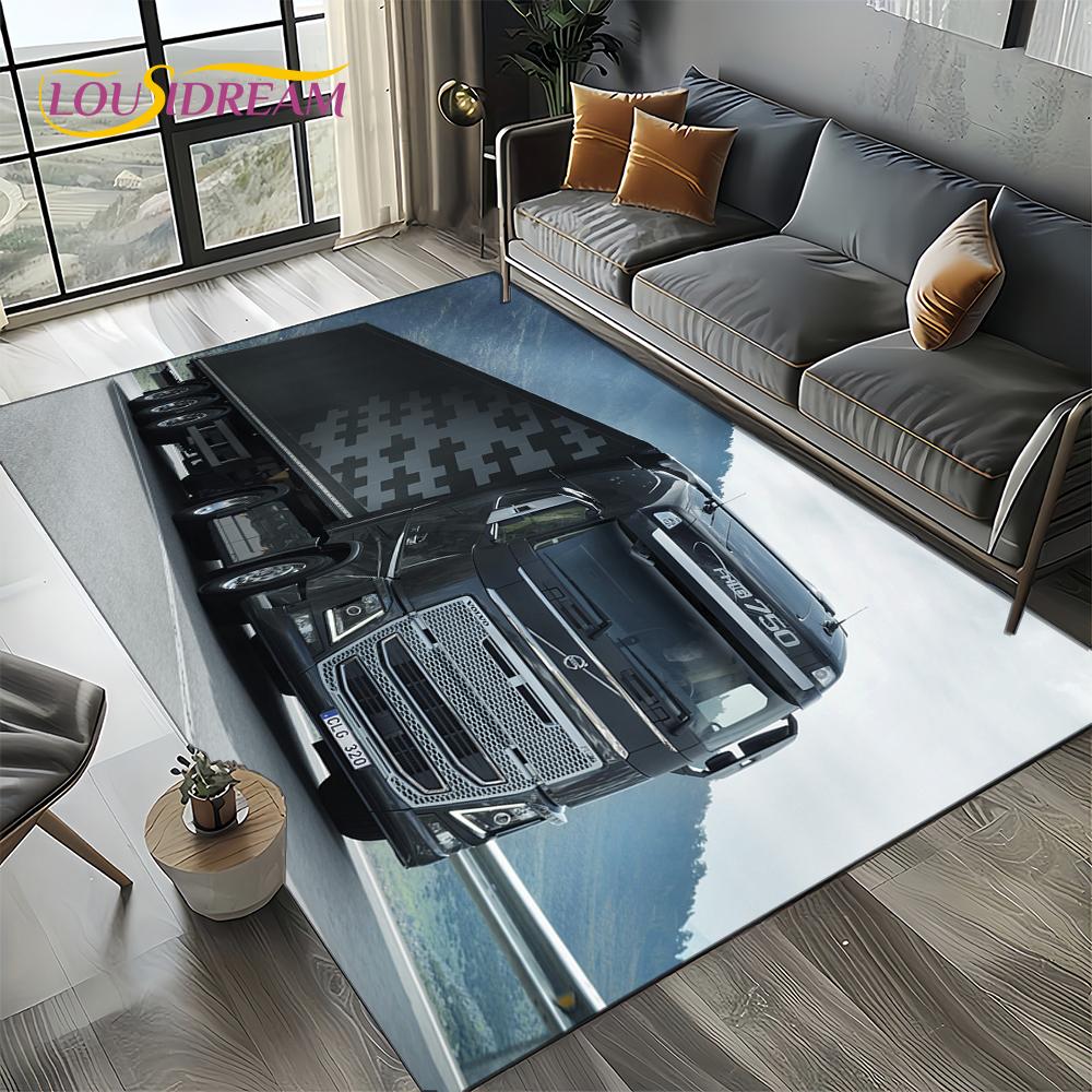 3D Print Volvo Truck Lorry Motorcycle Carpet Rug for Living Room Bedroom Home Sofa Decoration,kids Area Rug Non-slip Floor Mat