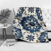 Bohemian Floral Paisley Waterproof Blanket Indigo Blue Throw Rug Decorative Bed Sofa Cover