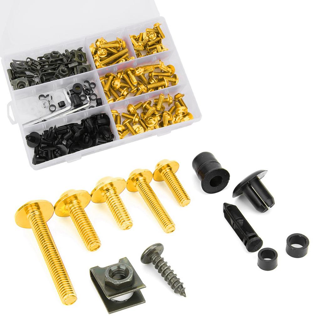 198PcsSet Windscreen Fairing Screws M5 M6 Bolts Kit Motorcycle AccessoryGolden