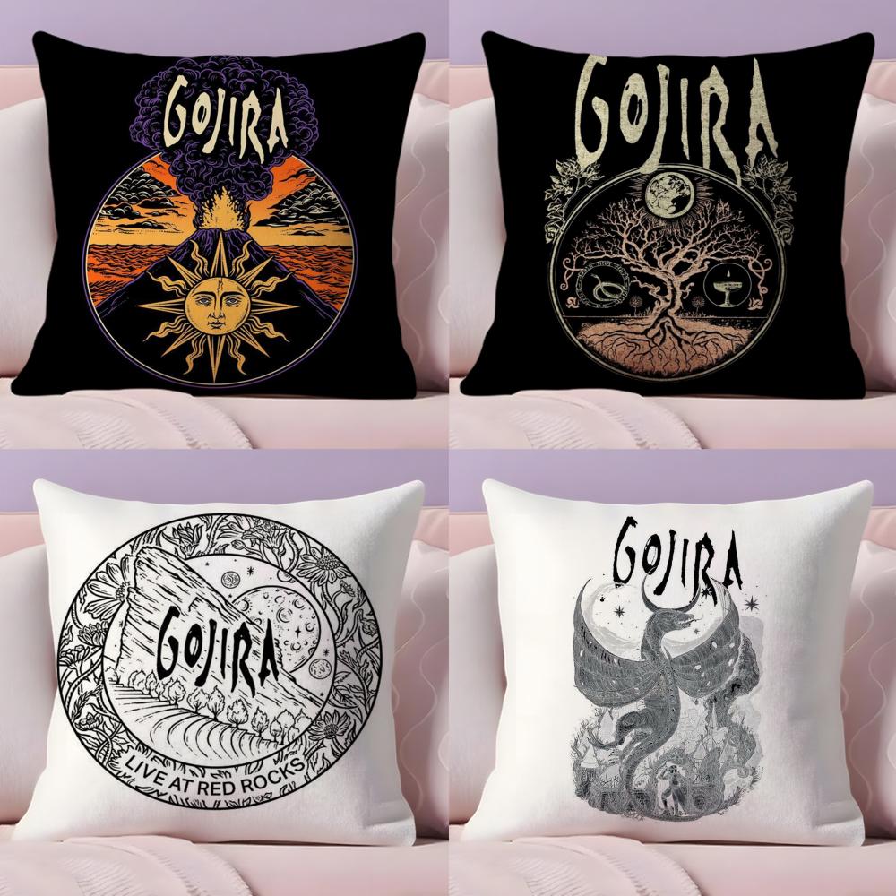 Rock Band G-Gojira Cushion Cover Plush Fabric Soft Double-Sided Printed Invisible Zipper Sofa Pillow Case Home Decor