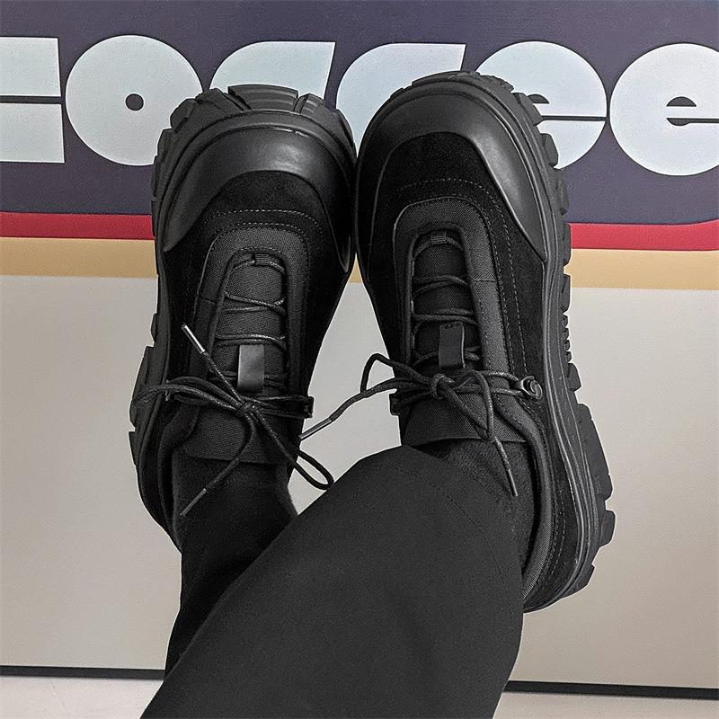 3653 black thick baseplate shoes men's spring new big head niche shoes Guochao street trend functional style men's shoes