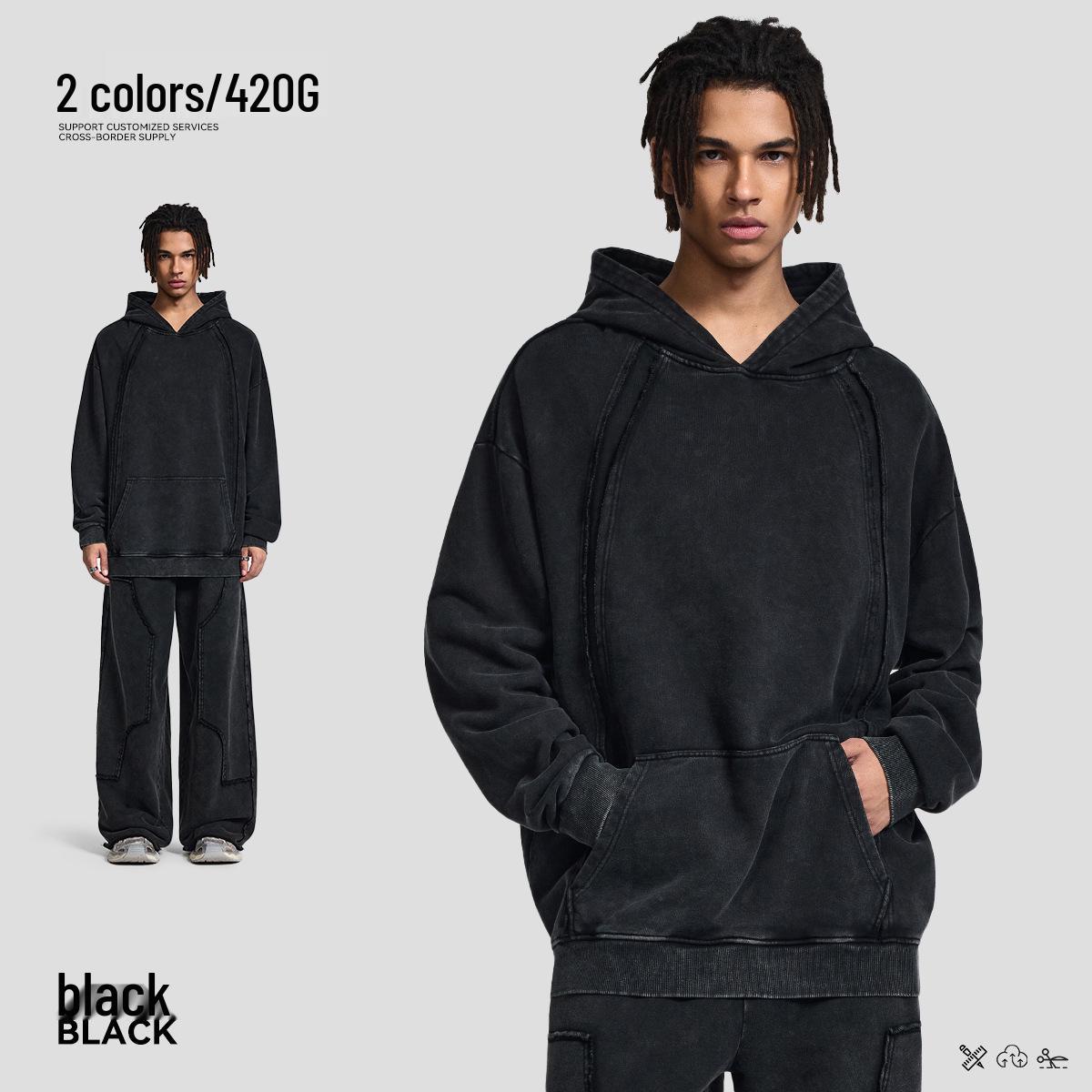 

Retro American Snowflake Heavyweight Cotton Hoodie - Men s Autumn Collection Small