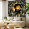 Boho Sun and Moon Tapestry Aesthetic for Bedroom, Bohemian Vintage Mandala Mystic Floral Tapestry Wall Hanging Art Decor