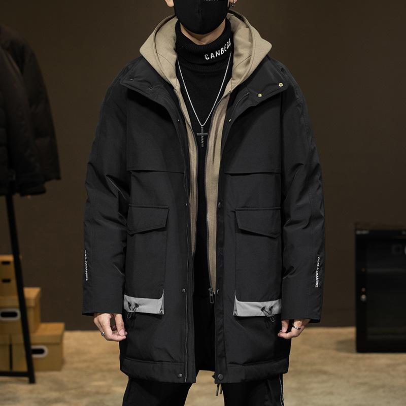 

Мужской зимний отдых, средний и длинный свободный большой пуховик L чёрный