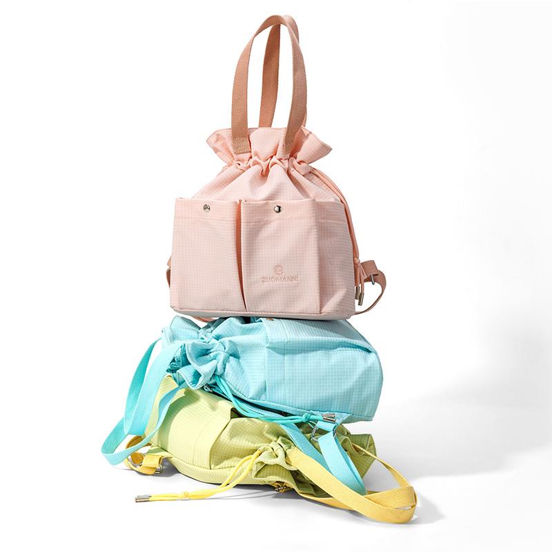 

Plaid Letter Embroidered Handbag Women s Drawstring Backpack Large Capacity Backpack рожевий