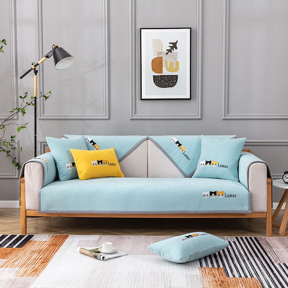 Chenille Sofa Cushion Kitten Four Seasons Universal Non-Slip Sofa Cover Nordic Simple Cushion Light Luxury Cover Towel