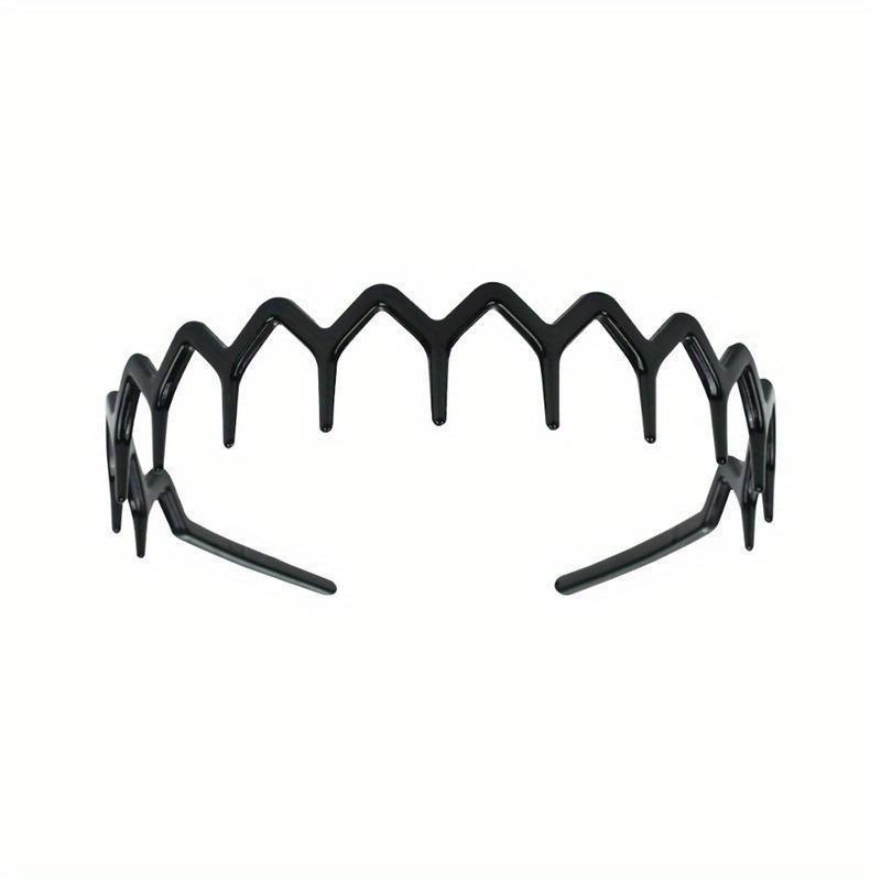 

1 шт. черный янтарный волнистый длинный зубчатый обруч для волос ретро пластиковый нескользящий обруч для мытья лица для мужчин и женщин чёрный