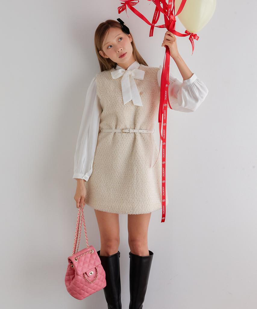 Anoetic Fuzzy Belt Sleeveless One-Piece_Ivory