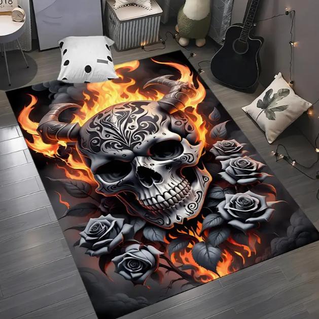 

A Halloween Pumpkin Castle Patterned Carpet Full of Festive Soft Flannel Floor Mat Living Rooms Bedrooms and Decorative Carpets 40X60CM