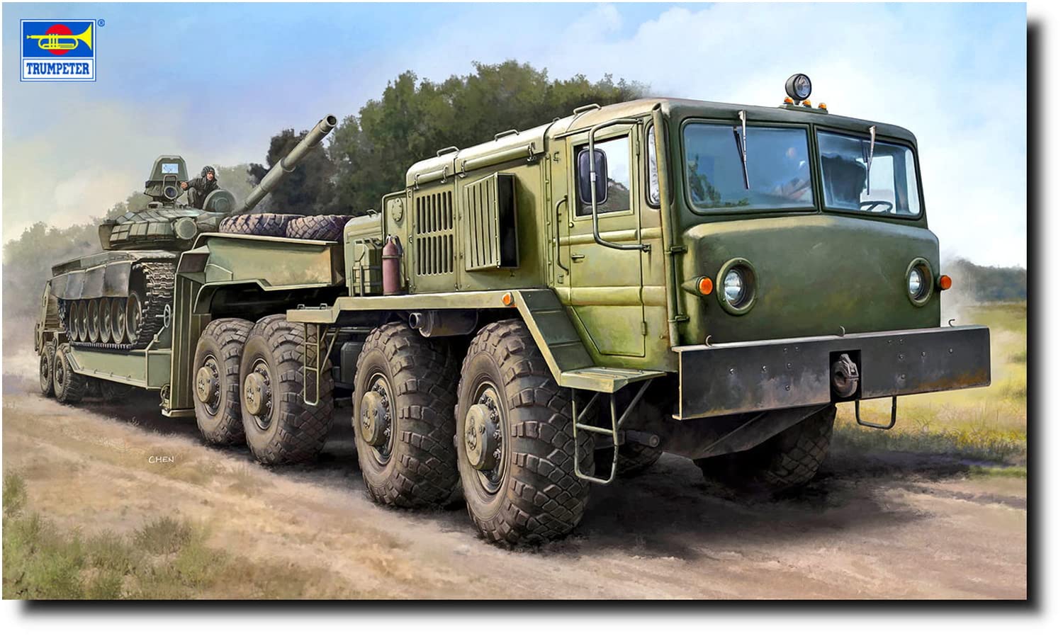 

Trumpeter поздняя модель тягача ЧМЗАП 5247Г пластиковая модель 07195 1/72 МАЗ-537Г и полуприцеп