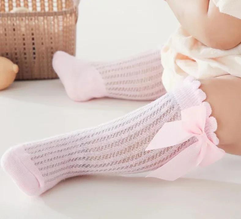 Red Bow Tie Knee High Tube Socks Girls' Christmas Stockings Infants Toddlers Soft Cotton Children Non Slip Floor Socks Baby Gift