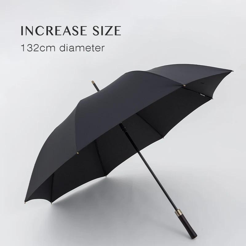Parachase Large Umbrella Men, Wooden Handle Long Umbrella Windproof Strong, 132cm Diameter, Big Golf Rain Umbrella Men
