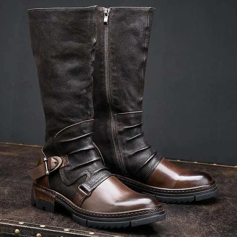 Men'S Boots  Spring And Autumn Mid Length Boots Casual Men'S Boots Black Brown Size 38-48