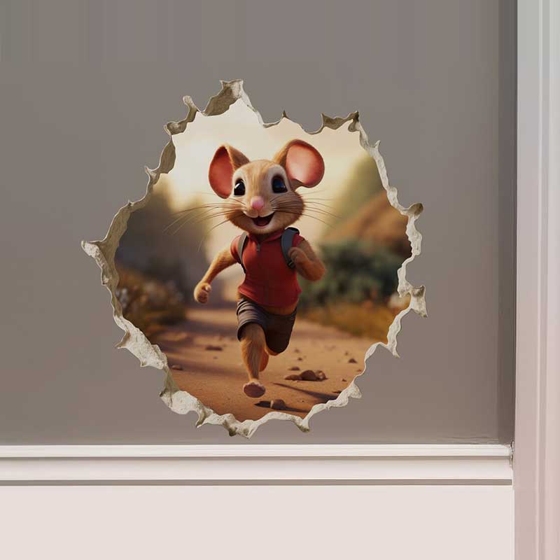 It's a Girl Mouse in Mouse Hole Decal - Dance Baby Shower Gift Wall Sticker Mouse Decor Waterproof Decals Stickers M452