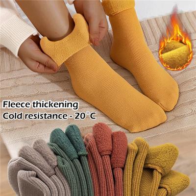 Solid Color Floor Sock Strip Plush Thickened Snow Socks Middle Home Warm Socks Winter Warm Thicken Thermal Socks Soft Casual