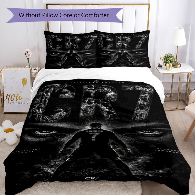 Ronaldo's Portugal's Cristiano Ronaldo Wins World Cup Bedding Set, Breathable Duvet Cover with Pillowcases, Soft Bed Linen for Bedroom Home Decoration
