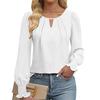 Women's Long Sleeved Shirt Fashionable Casual Lock Hole Pleated Fashion Shirt for Women Blouses