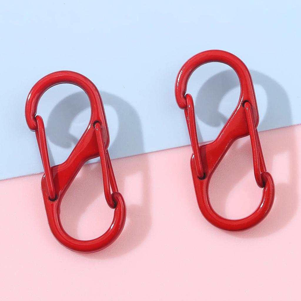 4pcs S Type Colorful Alloy Paint Spring Buckle Carabiner Anti-Theft Mini Keychain Hook Backpack Outdoor Hanging Connection Ring