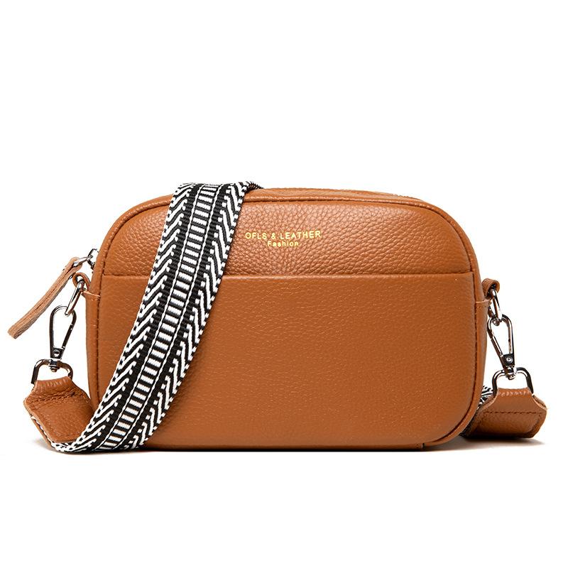 

New leather women s bag simple first layer cowhide fashion trend shoulder messenger bag small square bag жовтий