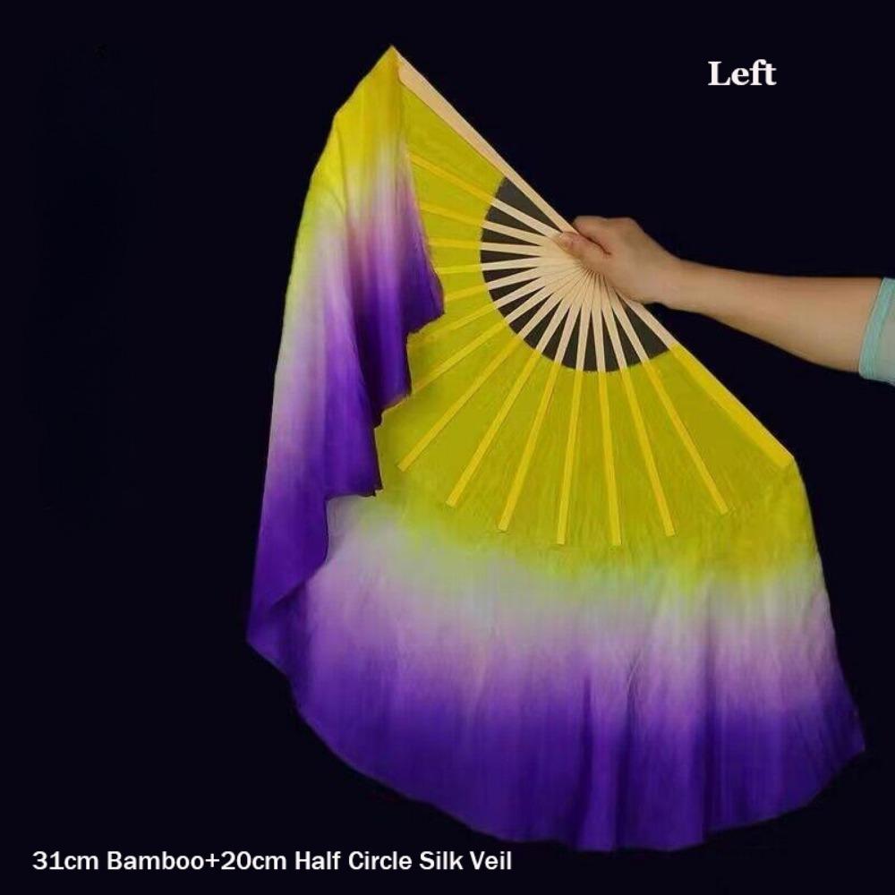 Dancer Practice Pairs Yangko Dance Bamboo Fans Hand Dye Adults Fan  Kid Women