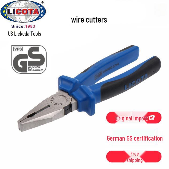 LICOTA Likeda Multi-functional Two-color Handle Steel Wire Flat Jaw Tiger Pliers APT36001 5-inch 130mm