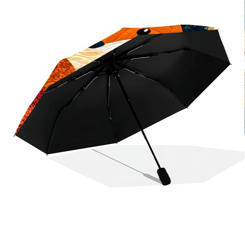 1 PC Automatic Folding Umbrella - Fox, Cat, Rooster Pattern, Portable & Foldable Design with 8 Ribs, Christmas Birthday Gifts
