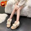 Fashion Cute Bow Round Toe Snow Boots for Women Winter Plush Ankle Furry Hot High Quality Sale Padded New Rock Trend 2025 Woman Shoes