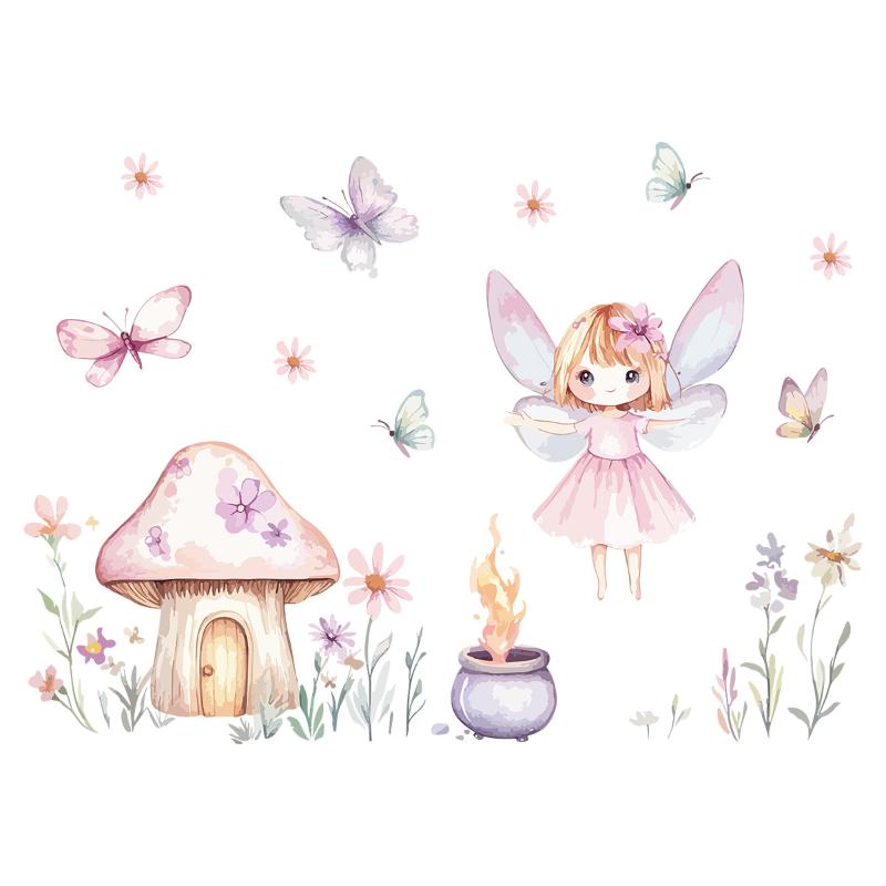 Cute Fairy Reading Wall Sticker For Baby Girls Nursary Room Kids Room Background Children'S Room Wall Decals