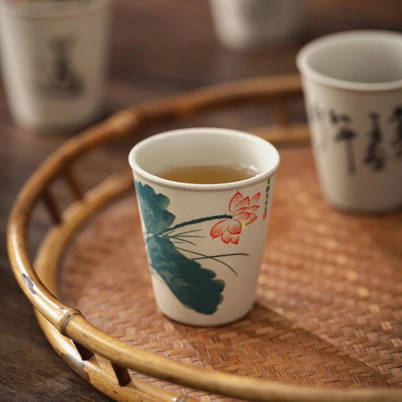 INS New Coarse Ceramic Teacup Chinese High Price Teacup Exquisite Ancient Teacup Personalized Eight Gift Box Set