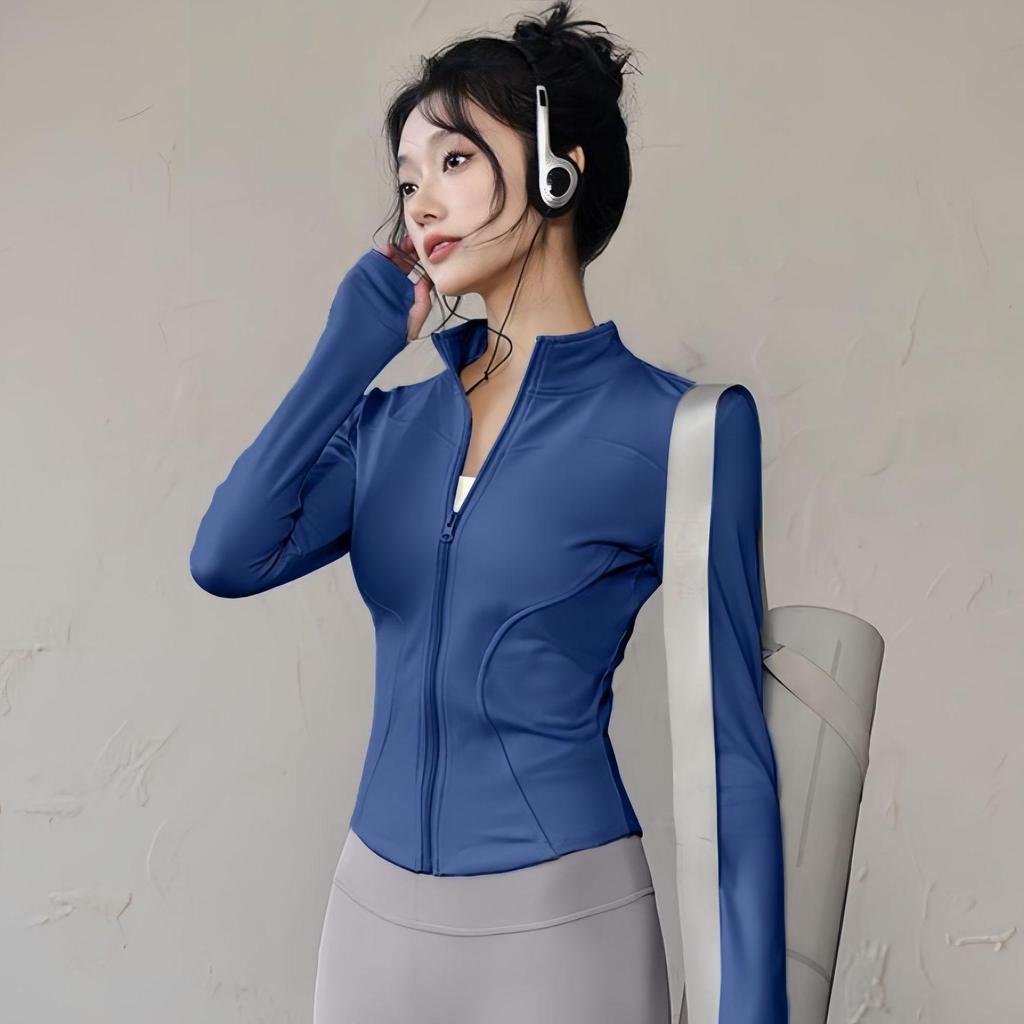 Autumn & Winter Women's Zipper Slim-Fit Yoga Top: Butt-Lifting, Body-Shaping, Sun Protection & Quick-Drying