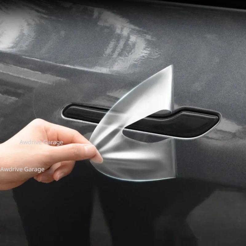For Tesla Model 3 Y Juniper 2021-2025 Door Handle Scratch Protector-Inverted Door Handle Paint Protective TPU Film Car Clothing