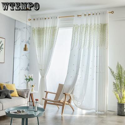 Europese minimalistische gordijnen woonkamer balkon lichtdoorlatende zonwering raamscherm zonder ponsen gehaakte geborduurde gordijnen