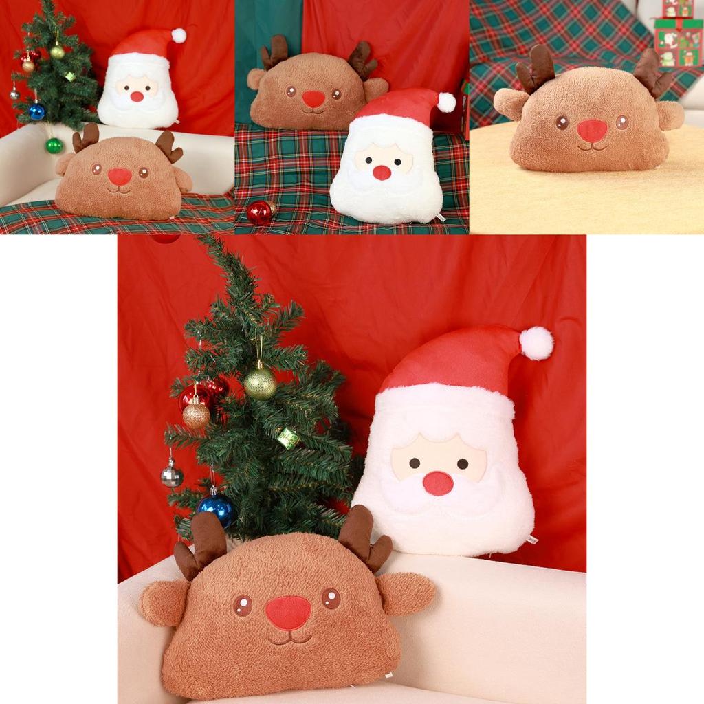 Christmas Santa Plush Toy Reindeer Pillow Soft Decor Gift For Holiday Season