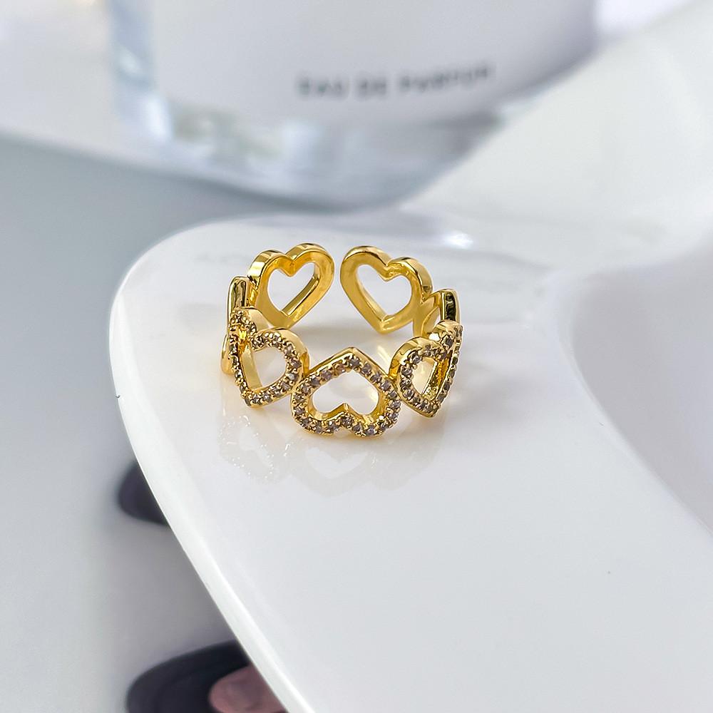 Copper Zircon Geometric Open Ring For Women Fashion Statement Handwear золотой