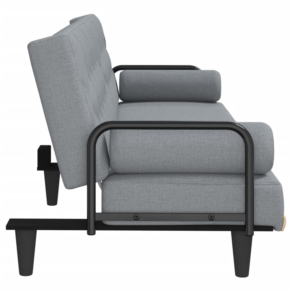 Vidaxl Foldable Sofa With Armrests, Light Gray, Fabric Upholstered