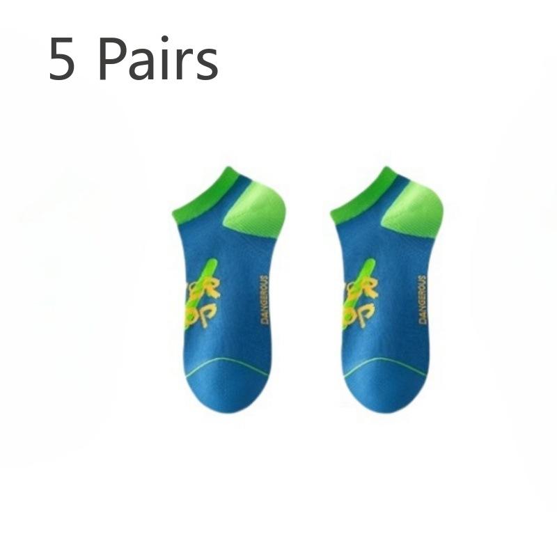 

5 Pairs of Men s Summer Thin Cotton Deodorizing Sweat Absorbing Youth Sports Socks 5 Pairs синий