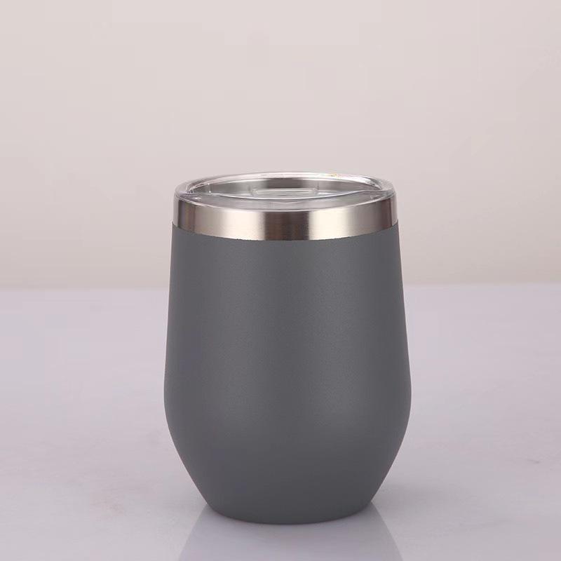 Stainless Steel 12oz Eggshell Vacuum-Insulated U-shaped Red Wine Glass 12oz