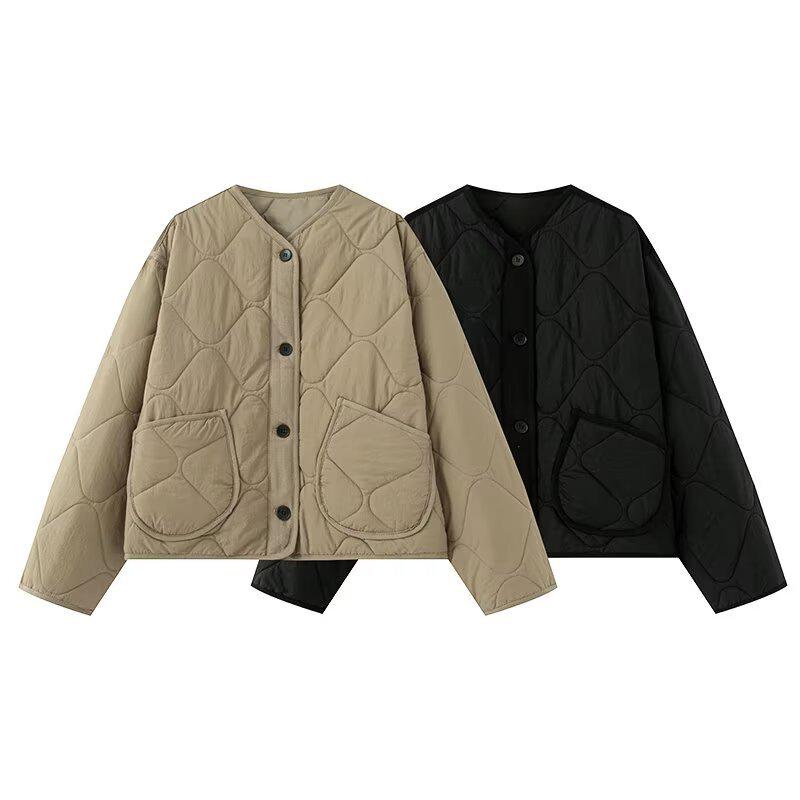 

2025 European & American Style Casual Round Neck Cotton Jacket Small