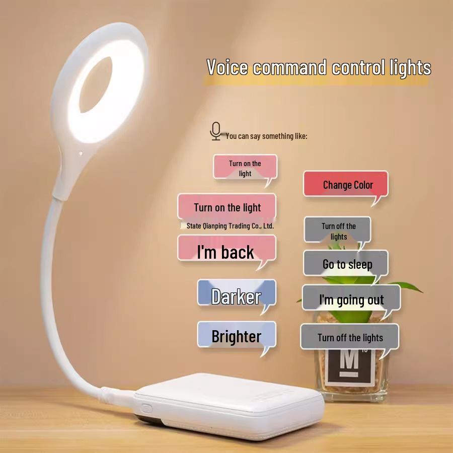 LED Sound-Activated Voice-Controlled Bedside Lamp with USB Smart Plug