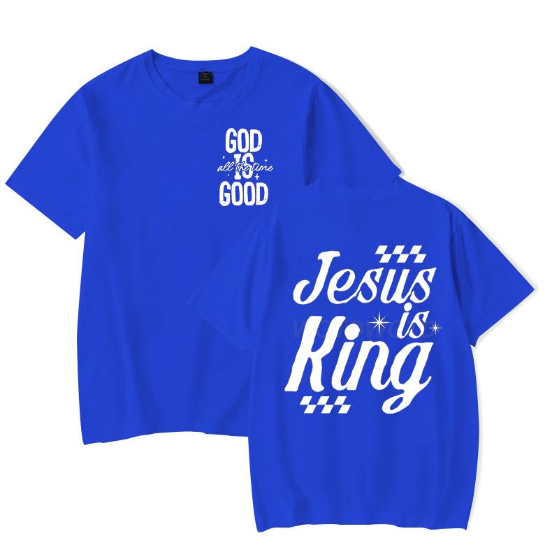 Gift for Christian Tshirt Unisex Women Jesus Is King Graphic Tee Crew Neck Fashion Summer Tops Jesus Religious Faith Based TShirt