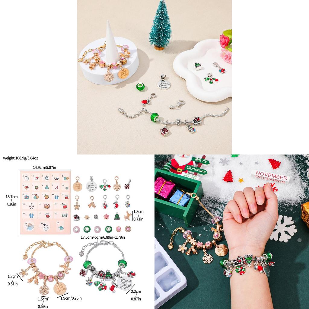 Christmas 24 Cell Cartoon Charm Bracelet Gift Box With Zinc Alloy Material For Women And Men