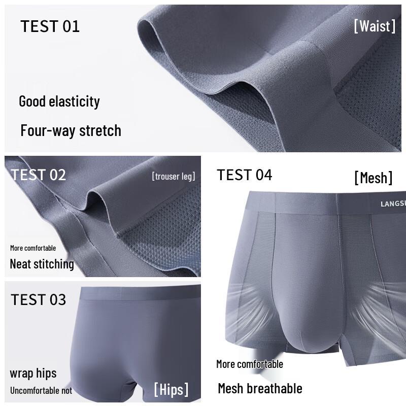 Langsha Men's Modal Silk Antibacterial Boxer Briefs Multi-Pack