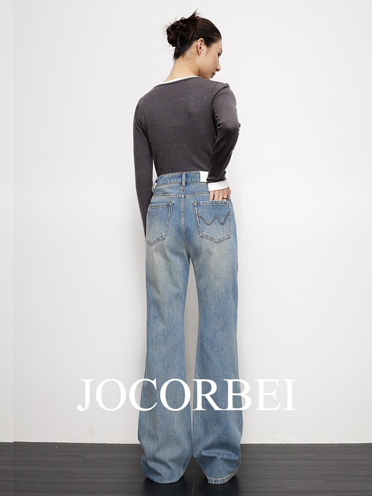 JOCORBEI Four-Way Stretch Retro High-Waisted Flare Denim Pants for Women